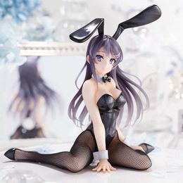 Action Toy Figures Anime image Sakurajima Mai black silk sexy rabbit girl PVC detachable adult series peripheral collection display giftL2403