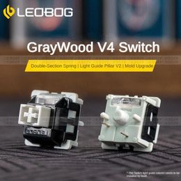 LEOBOG GrayWood V4 V3 Switch Linear POM HIFI Switches for Custom Mechanical Keyboard KIT 35Pin DIY Gaming Accessories GMK67 240429