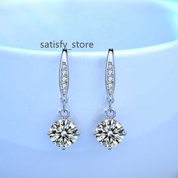 2ct Centre 6.5mm D-E-F Colour Heart Arrows Cut Moissanite Drop Earrings with Accents 925 Sterling Silver for Women