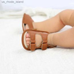 Sandals Summer Baby Sandals Baby Boys and Girls Shoes PU Soft Sole Anti slip Baby First Walking Shoes Newborn SandalsL240429