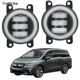 EEMRKE Led Fog Lights Assembly 30W/ 40W for Honda Odyssey RL6 VI 2018 2019 with Clear Cut-line Lens Angel Eyes DRL Car PTF Daytime Running Light 12V Fog Lamp