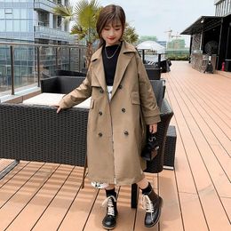 Coat 10 12 14 Junior Girls Long Double Breasted Trench Manteaux Fille Autumn Kids Children Overcoat Teen Outerwear Clothes