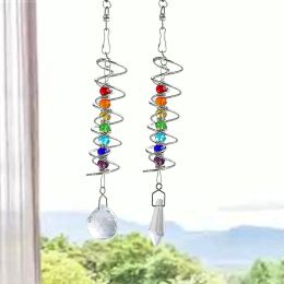 Decorations Spiral Tail Wind Spinner Stabilizer Sun Catcher Crystal Ball Rainbow Maker Chakra Bead Chain Wind Chimes Garden Hanging Decor