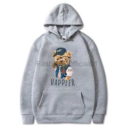 Men's Hoodies Sweatshirts New Fun Teddy Bear Hooded Casual Shirt for Mens Fashion Sweatshirt Loose Street lti Colour Sweatshirt d240429