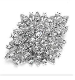 Vintage Silver Plated Clear Rhinestone Crystal Diamante Large Wedding Bouquet Flower Brooch Pin 11 Colors Available9717602