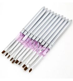 Nail Brush 10 pcslot Metal Acrylic Nail Art UV Gel Carving Pen Brush Gel NO2468108047399