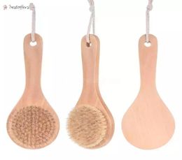 Dry Bath Body Brush Back Scrubber Antislip Short Wooden Handle Natural Bristles Shower Exfoliating Massager FY5312 B0623x15570063