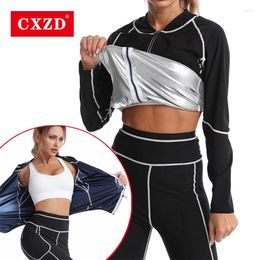 Women's Shapers CXZD Women Sauna Jacket Sweat Top Weight Loss Long Sleeves Thermo Sportwear Fitness Body Shaper Gym Workout Leggings