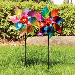 Decorations 1pc Windmill Bird Repellent Decoration BirdScaring Wind Spinner Children Kids Toys Easy Installation Garden Orchard Protection