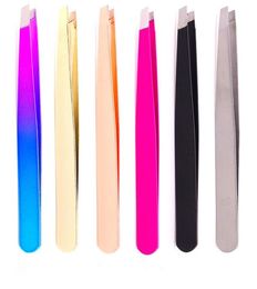 selling 24Pcs Colourful Stainless Steel Slanted Tip Beauty Eyebrow Tweezers Hair Removal Tools Lowest Promotion 4432372