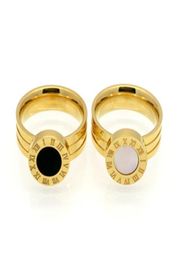 Band Rings Famous Brand Women Rings GoldRose Gold Colour Stainless Steel Ring Roman Numeral Shells Luxury Jewellery Female Top8308618