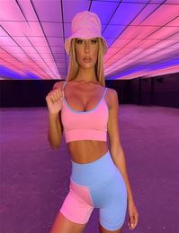 Yoga Outfits Sesamless Women Sets Gym Clothing Fitness Sportswear Patchwork Tracksuit Sling Brashorts 2pcs Athletic Wear Workout 5183809