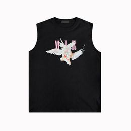 Niche fashion brand anime2024 designer new ZJBAM060 pink peace dove printed vest vest R84W80 men and women breathable relaxed sports fitness sleeveless T-shirt