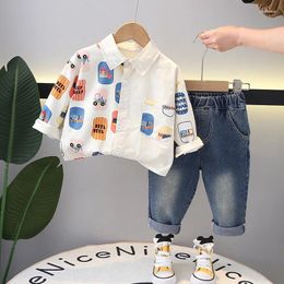 Clothing Sets 2024 Spring Korean Baby Boy Infant For Kids Fashion Patchwork Long Sleeve T-shirts And Pants Boys 2 Years Outfits