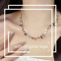 Swarovski Necklace Designer Women Top Quality Pendant Necklaces Flowing Light Colorful Candy Necklace Element Crystal Rainbow White Collar Chain For Women 181