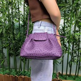 Evening Bags Purple Ostrich Hobo Cloud Shoulder Bag Lady Purse Handbag For Saudi Arabia Women Ship Form Riaydh