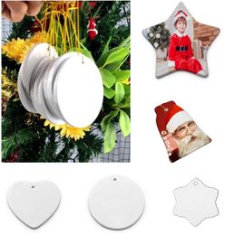 Sublimation Blank Ceramic Pendant Creative Christmas Ornaments Heat Transfer Printing DIY Ceramics Ornament HH936691700878