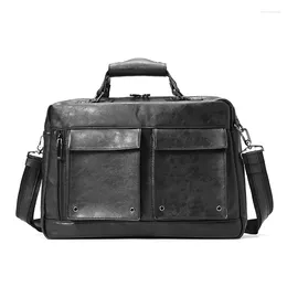 Briefcases Man Briefcase Men Handbag Laptop Bag Transverse Men's Shoulder Side Messenger Executive Business Teacher PU