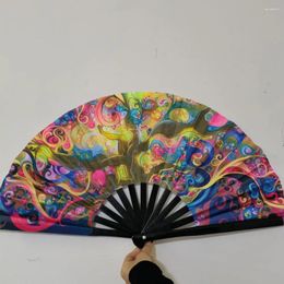 Decorative Figurines Uv Fan Colourful Fluorescent Folding For Carnival Dance Party Weddings Portable Bamboo Bone Handheld Stage