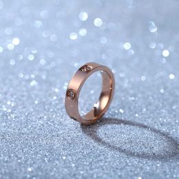 With genuine box Attitude towards life Luxury and exquisite ring Fashion Rose Gold Diamond Couple Ring Full Nail with cart original rings