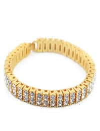 Iced Out Chain Bracelet For Mens Hip Hop Diamond Tennis Bracelets Jewellery Gold Plating Double Row Rhinestone Bracelet 9274776