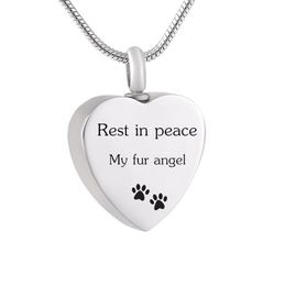 LHP243 Pet Paw Print Cremation Jewellery 316L Stainless Steel Keepsake Memorial Urn Necklace for Ashes w/Funnel Kit4489878