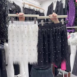 Skirts Spring And Autumn Handmade Diamond Beaded Bohemian Bag Hips Thin Feather Skirt Short Women's Bottoms Y2k