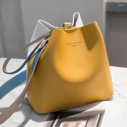 Shoulder Bags 2024 PU Leather Handbags Women Bucket Designer Female Fashion Larger Capacity Yellow Crossbody Messenger