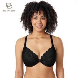 Bras Women's Plus Size Lace Racerback Front Closure Bra Full Figure T-shirt For Women No Padding Underwire Female Lingerie