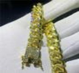 Mens Hip Hop Gold Bracelets Simulated Diamond Bracelets Jewellery Fashion Iced Out Miami Cuban Link Chain Bracelet7449391