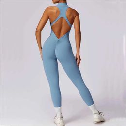 Women's Tracksuits Womens Tracksuit Set Zipper Jumpsuits One Piece Fitness Workout Rompers Sportswear Gym Set Push Up Workout Clothes Women Y240426