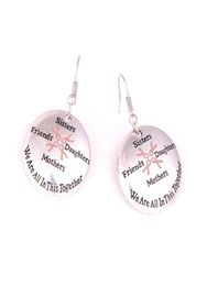 Breast Cancer Awareness Pink Ribbon Sisters Friends Daughters Mothers We Are In This Together Charm Pendent Earring For Woman Gift5836517