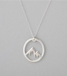 5PCS Simple Nature Snowy Mountain Necklace Circle Round Mountain Top Range Necklace Landscape Lover Camping Outdoor Necklaces for 1236678