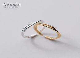 Modian Hot 925 Sterling Silver Minimalist Line Open Adjustable Finger Ring for Women Stackable Ring Fashion Fine Jewelry9989346