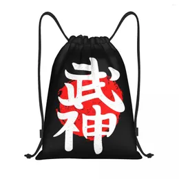 Storage Bags Japanese Kanji Martial Art Karate Aikido Judo Samurai Drawstring Bag Men Foldable Sports Gym Sackpack Training Backpacks