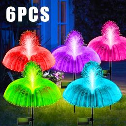 Decorations Outdoor LED Solar Pathway Lights Waterproof Jellyfish Decoration Garden Lawn Lights 7Color Change Yard Walkway Patio Solar Lamp