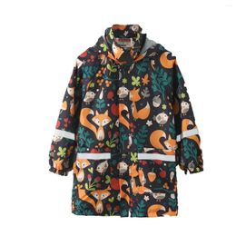 Coat Waterproof Children's Raincoat Lovely Printed Hat Medium-and Long-style Outdoor Stormsuit Jacket With Pocket