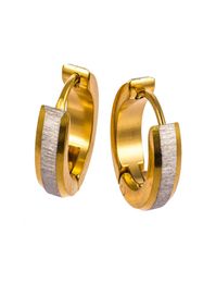 Fashion Silver Gold Frosted Hoop Earrings Mens Womens Stainless Steel Small Stud Earring Minimalism Style for Women Men Whole 9635554