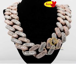 Big Heavy Mens Necklace Silver 925 Iced Out Vvs Moissanite Baguette Diamond Hip Hop Iced Out Cuban Link Chain9012594
