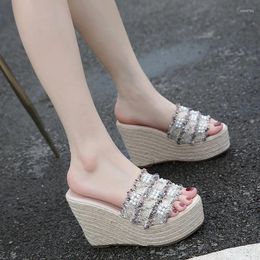 Slippers 2024 Fashion Outside Summer For Women Party Shoes Thick Platform Wedges Womans Slides Casual Sandals Female Club