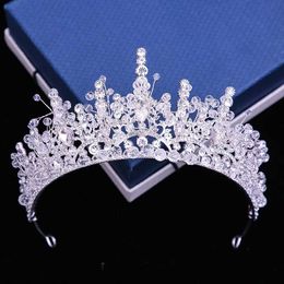 Tiaras Korean Handmade Crystal Beads Tiara For Women Wedding Party Luxury Elegant Queen Bridal Rhinestone Crown Dress Headband