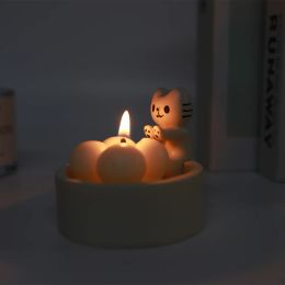 Candles Cartoon Kitten Candle Holder Warming Paws Cute Scented Light Holder Cute Grilled Cat Aromatherapy Candle Holder Desktop Ornamen