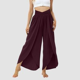 Women's Pants Capris Womens wide leg Palazzo pants Criss Cross Trousers high waisted long pants hippie beach summer wine pants plus size Y240429