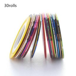 30rollspack Multicolor Mixed Colours Rolls Striping Tape Line nail art decorations Sticker DIY Nail Tips4357642