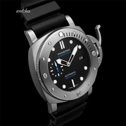 AAA Quality Watches Mens Automatic Titanium luxury watch Penereiswiss Watch Stealth Series Automatic Mechanical Mens Wrist Watch 47mm Black Plate Frosted 01