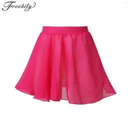 Stage Wear Kids Girls Ballet Dance Tutu Skirt Elastic Waist Pleated Mini Chiffon Veil Dancewear Performance Costume