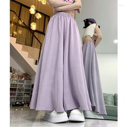 Women's Pants Loose Ice Silk Wide-leg For Women 2024 High-waisted A-line Casual Thin Long Skirt Sun Protection Cool Trousers