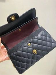 10A Designer bag Mirror quality Jumbo Double Flap Bag Luxury 25CM Real Leather Caviar Lambskin Classic All Black Purse Quilted Handbag Shoulde With Box C112