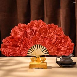 Decorative Figurines Stylish Dancing Fan Waterproof Bamboo Handle Women Flower Shape Folding Handheld Bright Color For Theater