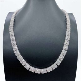 Factory Price Iced Out Jewellery Vvs Moissanite Diamond Baguette Cuban Link Chain Necklace Silver 925 Chain Necklace